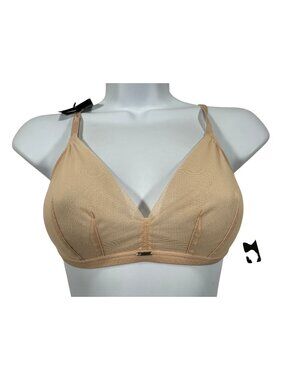 BeMe New York Womens Beige Triangle Bra M Nylon/Spandex Adjustable Back Hook